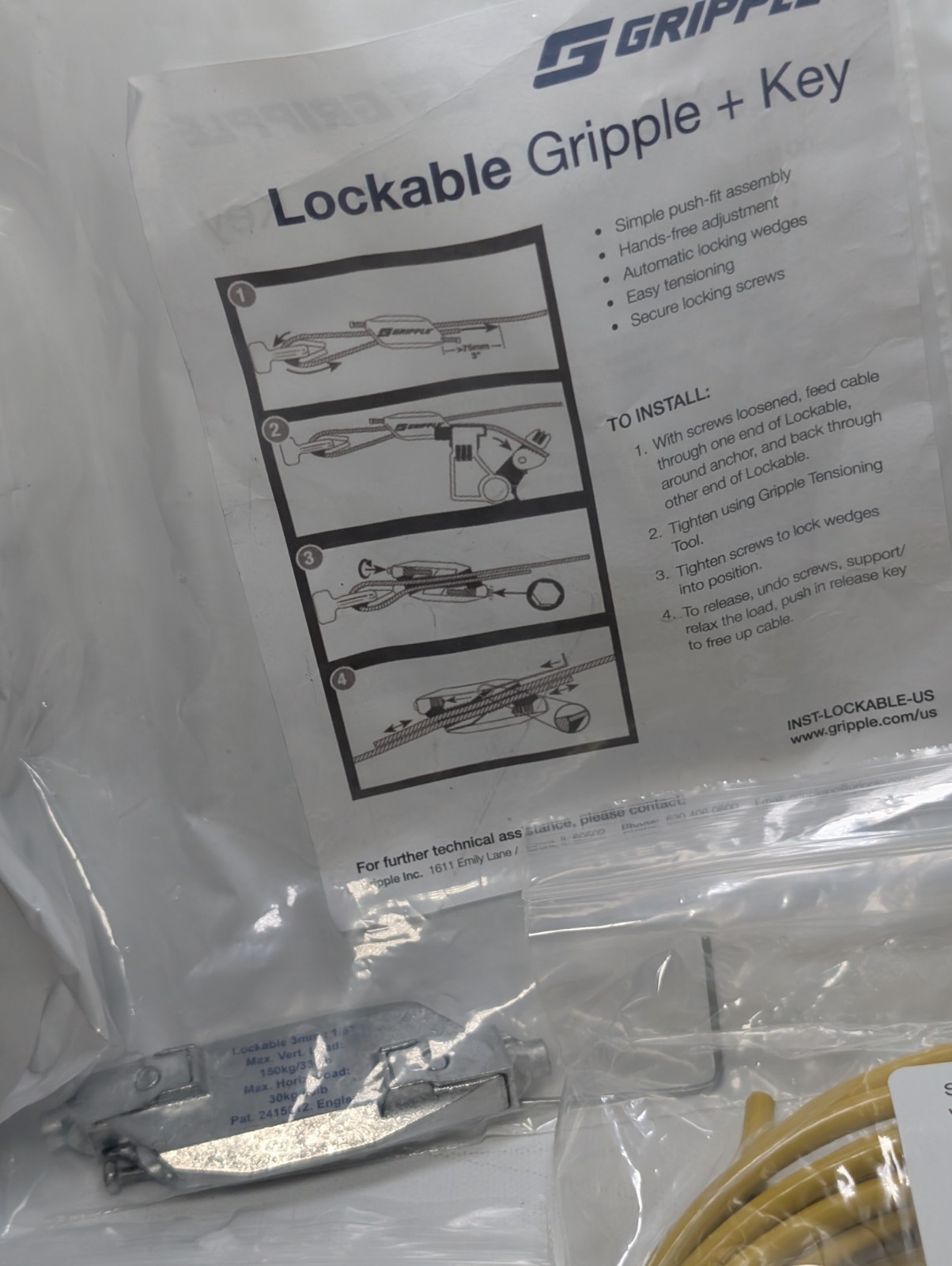 Gripple Lockable Cable Suspension Kit Wire Rope Hardware Lot New