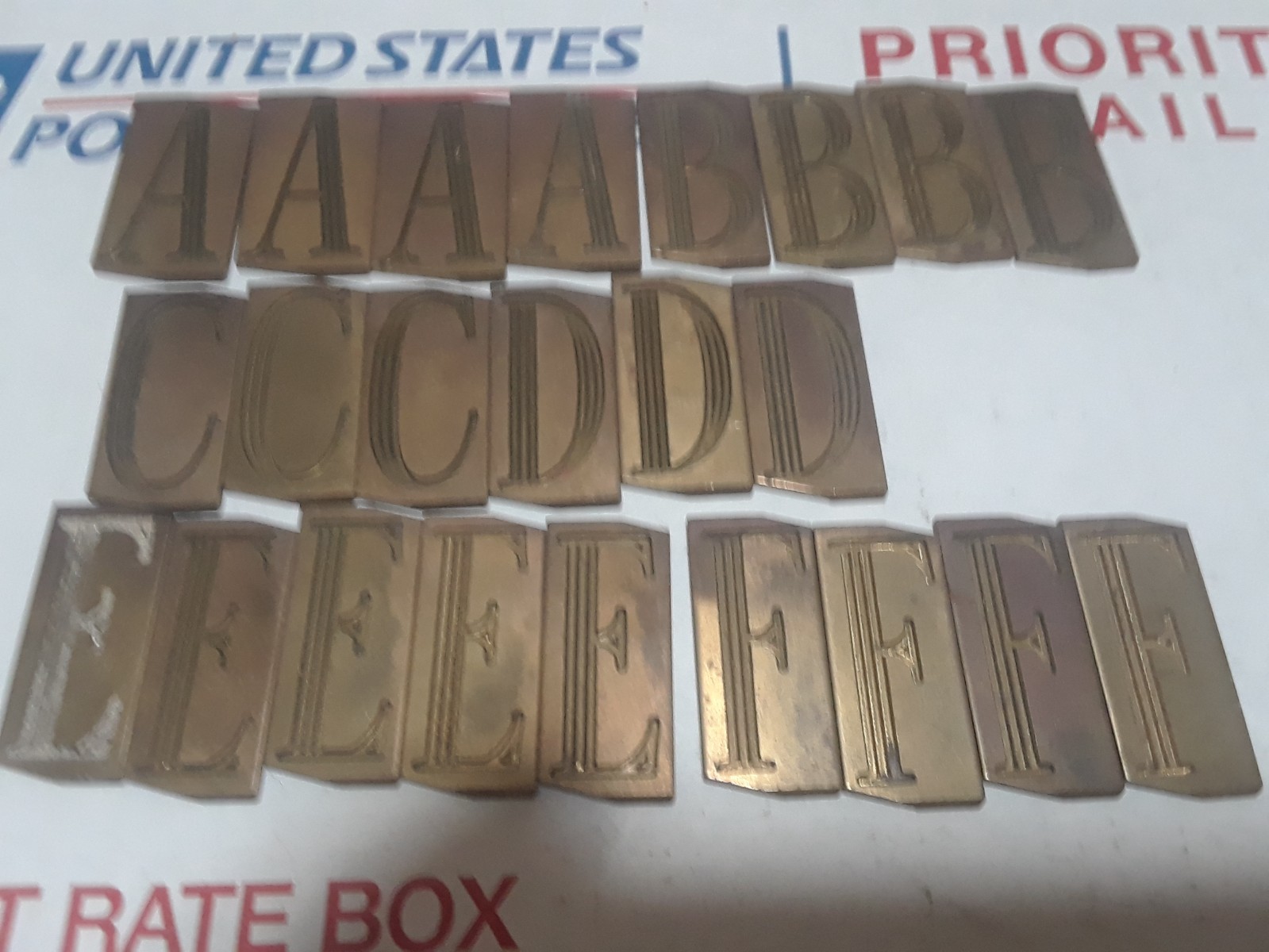 New Hermes Brass Font probably Condensed Roman Triple Line Font 139 pieces