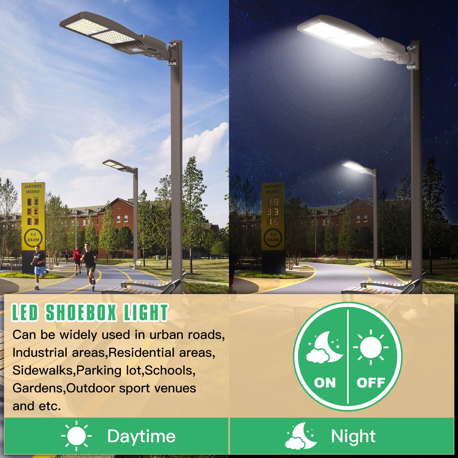 320W LED Parking Lot Light Fixtures Commercial Shoebox Pole Lights 5000K 33600LM