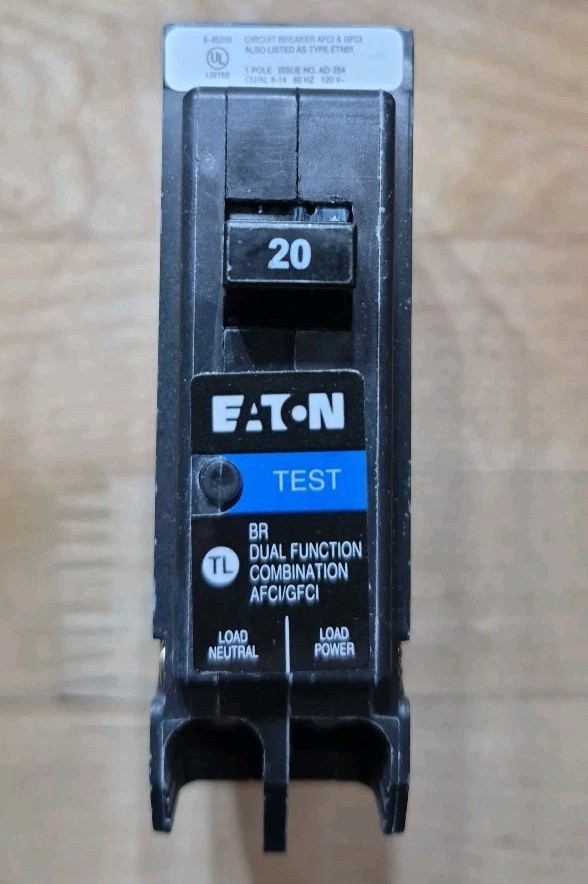 New In Box Eaton BRP120DF – 20 Amp Dual Purpose AFCI GFCI Circuit Breaker 120V