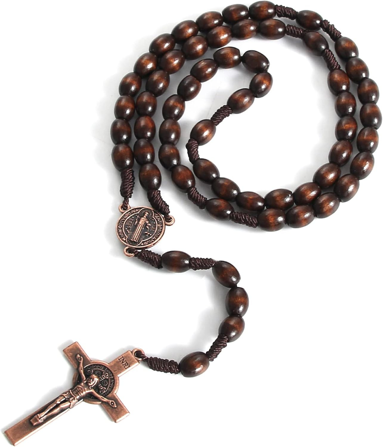 Catholic Rosary Beads for Men Holy Prayer Beads Rosary Necklace with Crucifix Cr