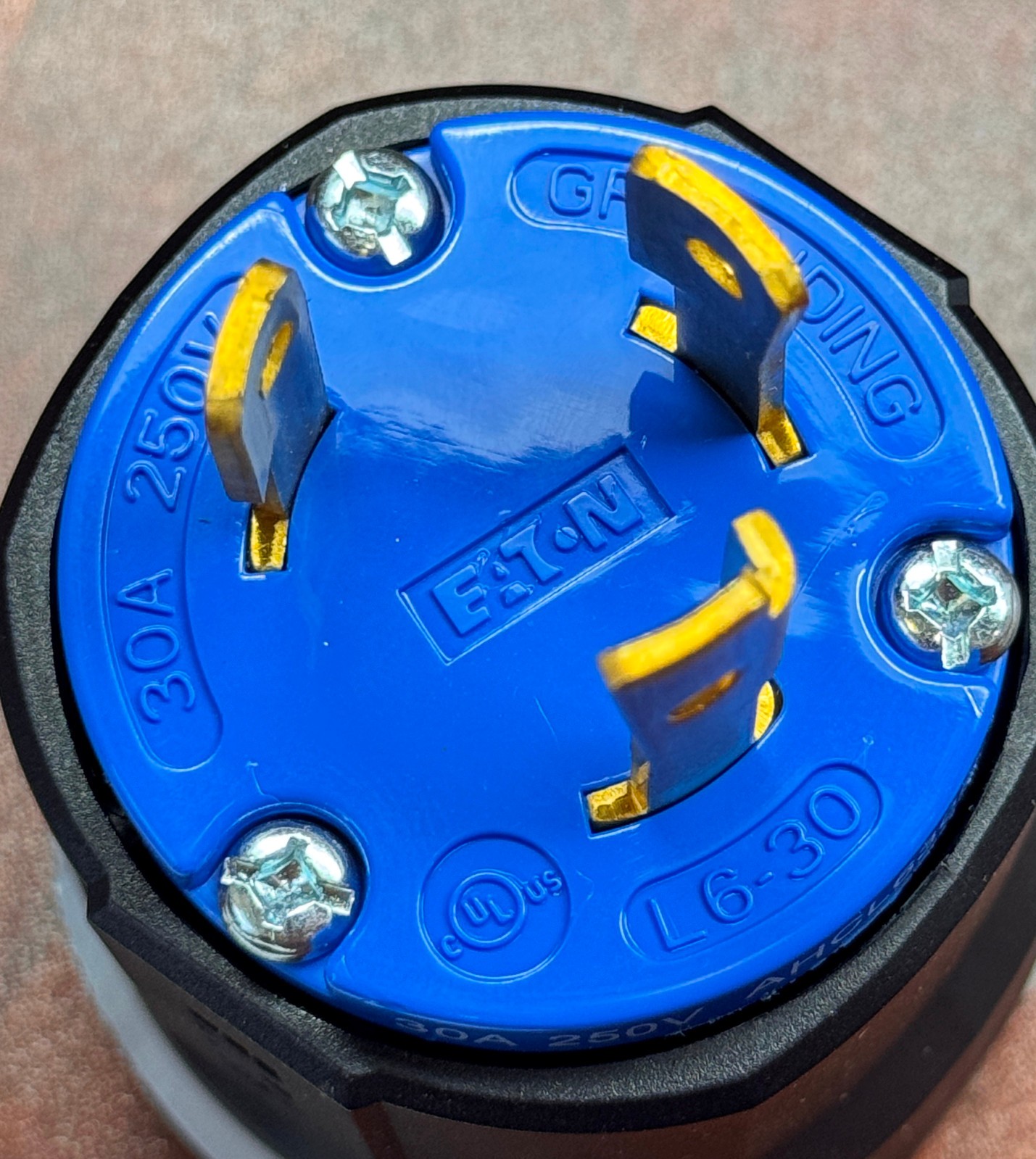 Eaton AHCL630P 30A 250V Blue Black Twist Lock Plug L6-30P Ultra Grip Industrial