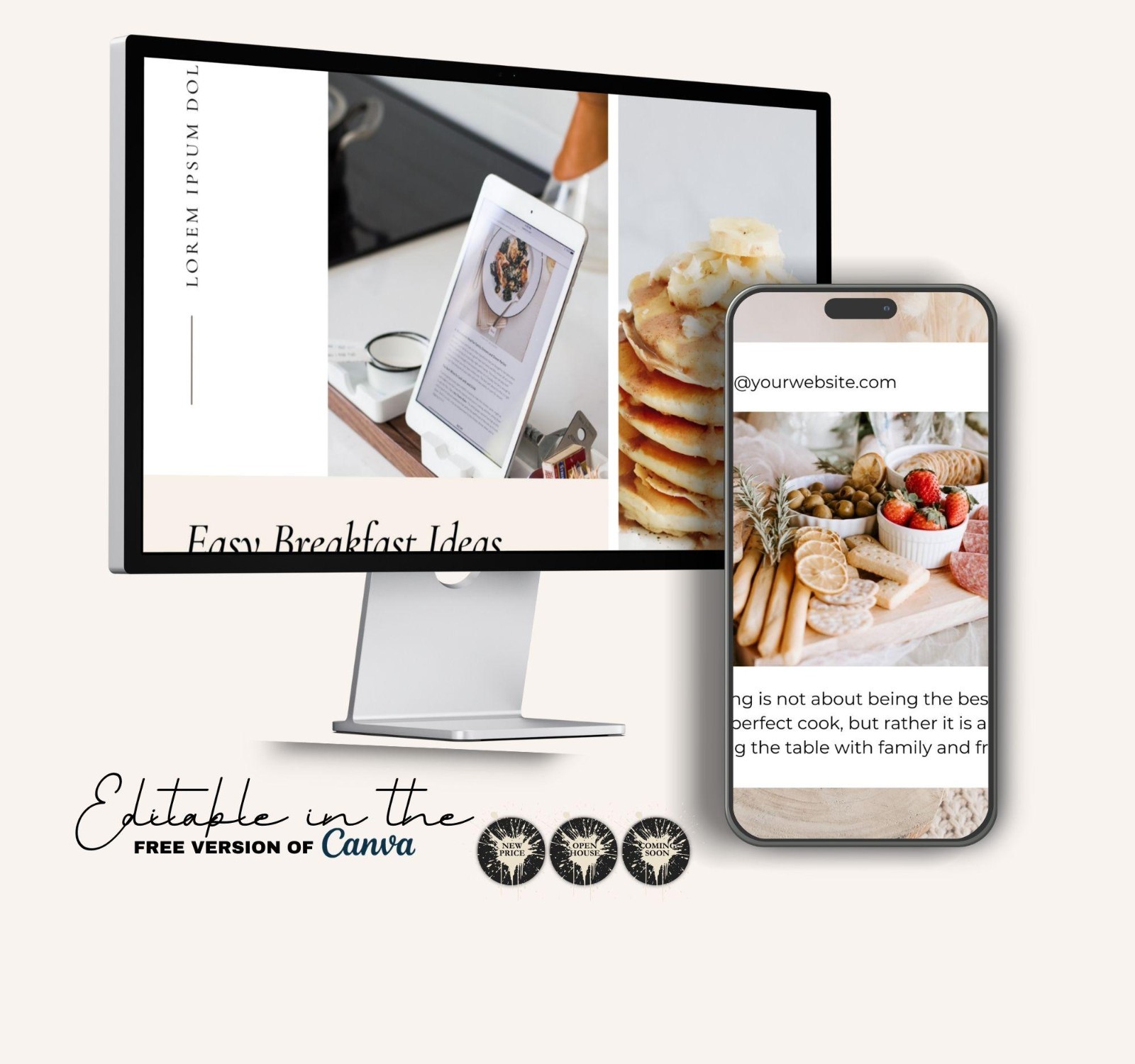 Digital Instagram Templates Canva Editable Food Lovers Social Media Content Kit