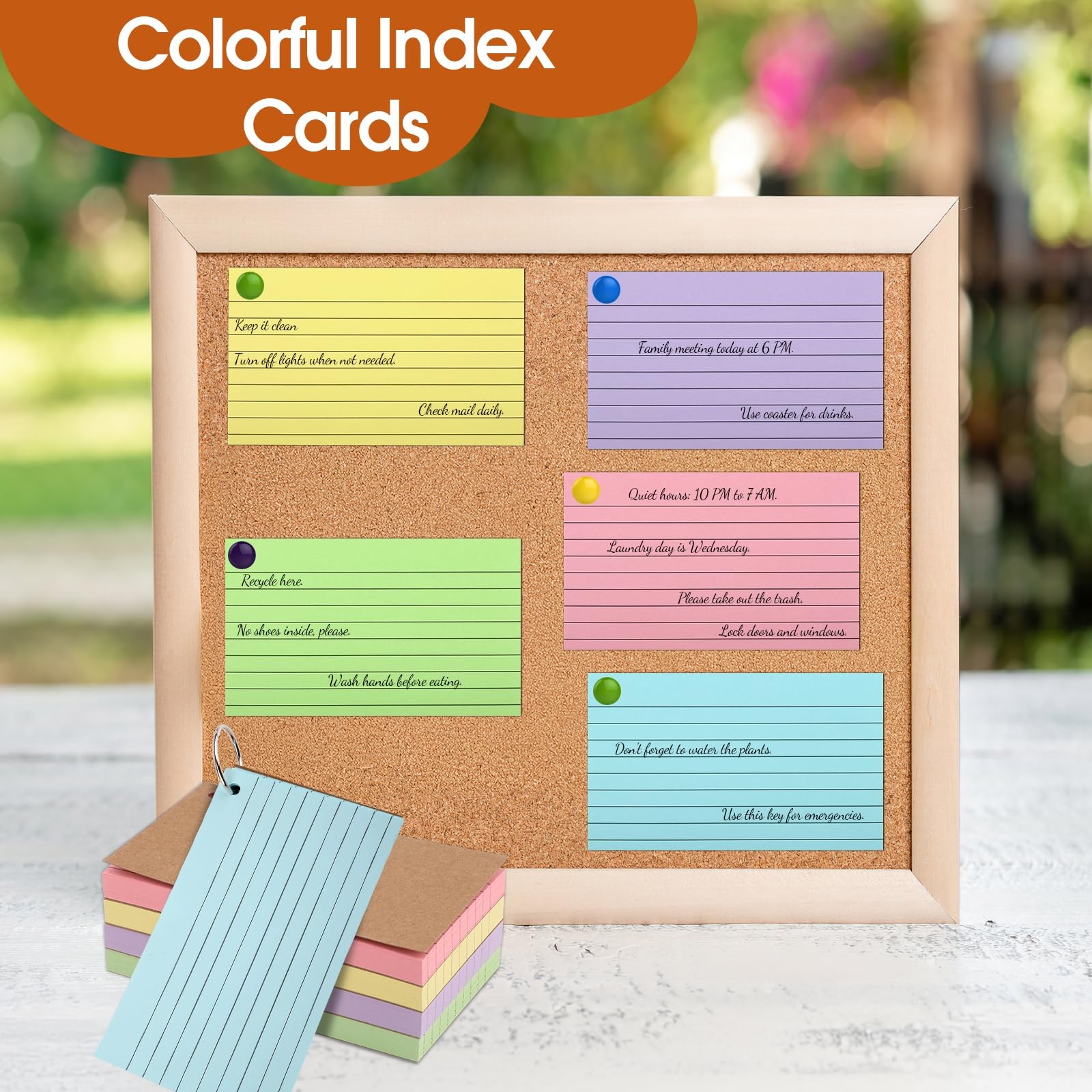 350 Pcs Index Cards With Ring, 3×5 Inches Flash inches, light blue