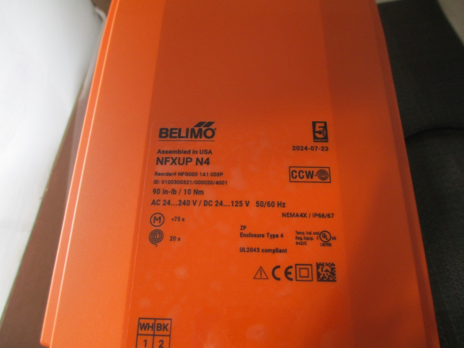 Belimo NFXUP N4 Actuator NEW! NFG0001A1003PNFXUP