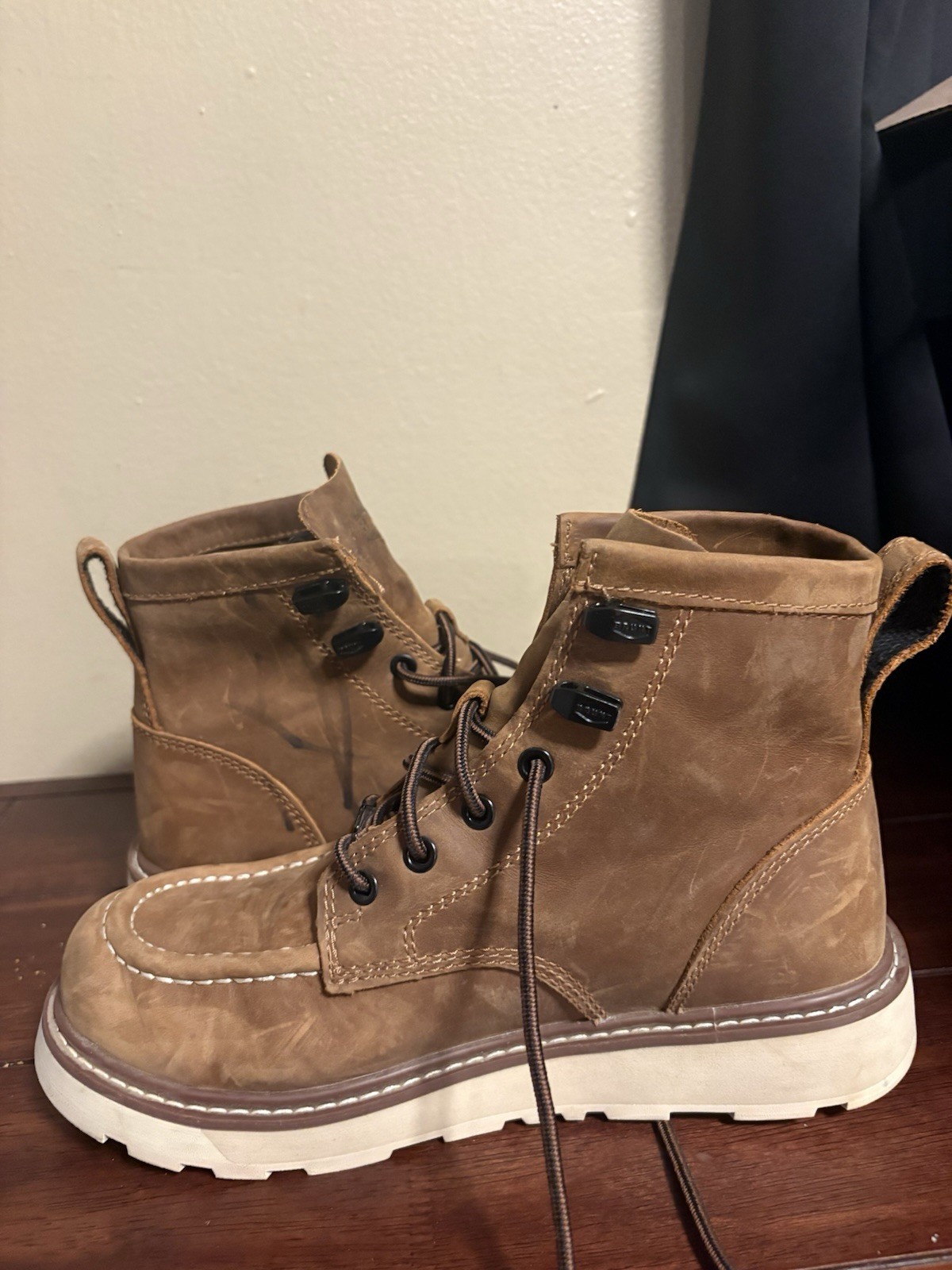 BRUNT Marin Brown Moc Toe Men’s Work Boots 6M Lace-Up Electrical Hazard EH