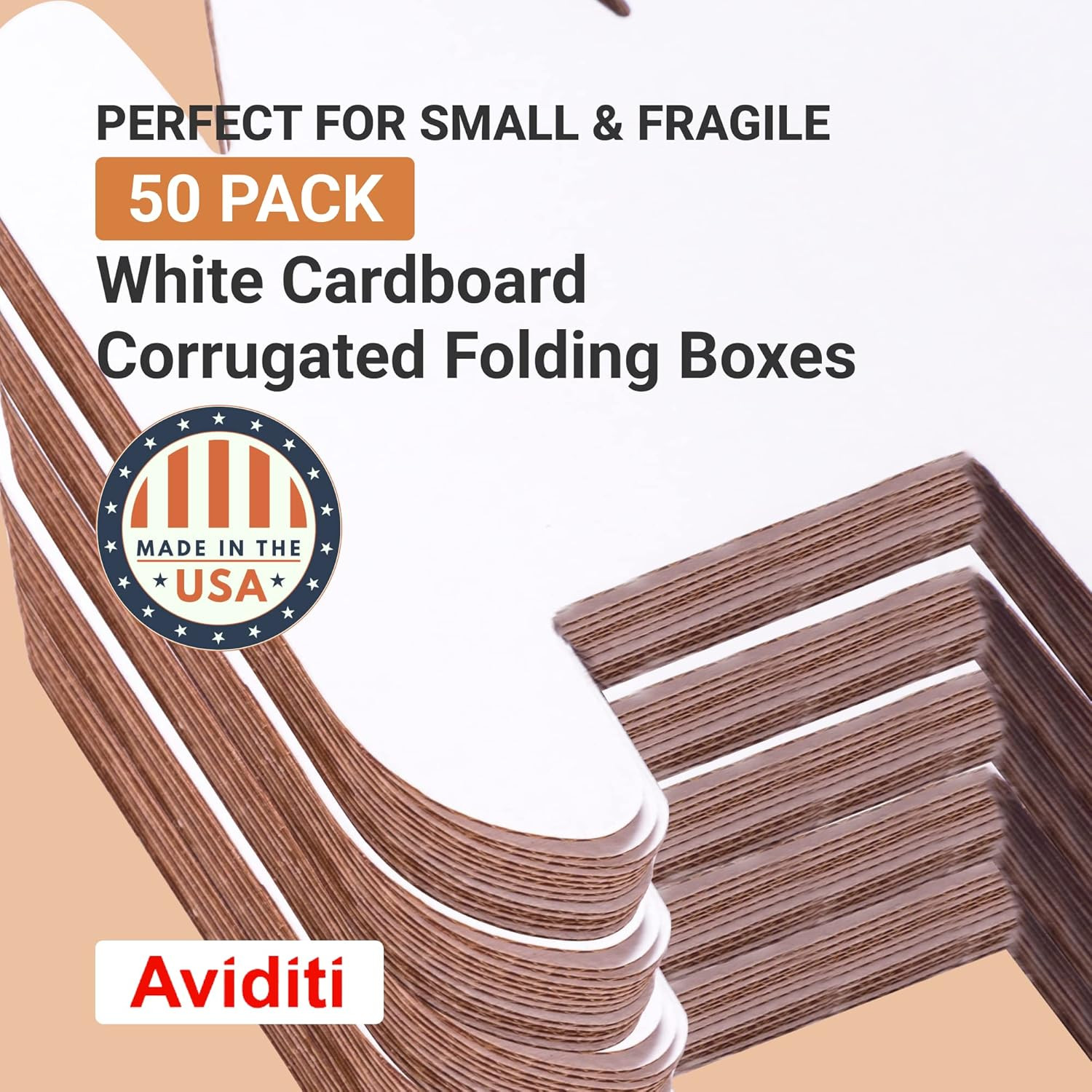 Shipping Boxes Flat 10″L X 4″W X 2″H 50-Pack – Corrugated Cardboard Box for Movi