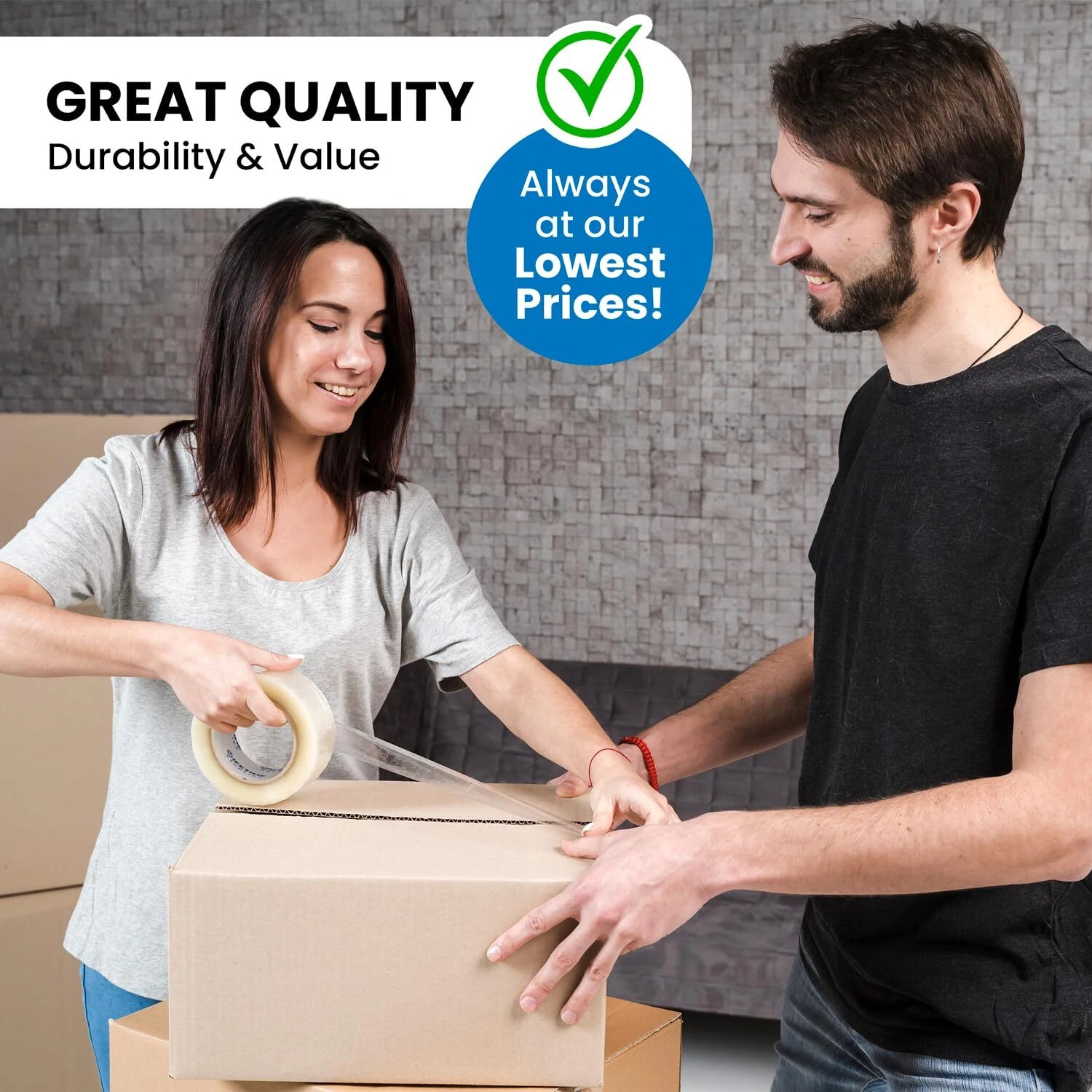 LifeTime Clear Packing Tape 6/12 Rolls – Heavy Duty, 2″x110yd, Extra Sticky