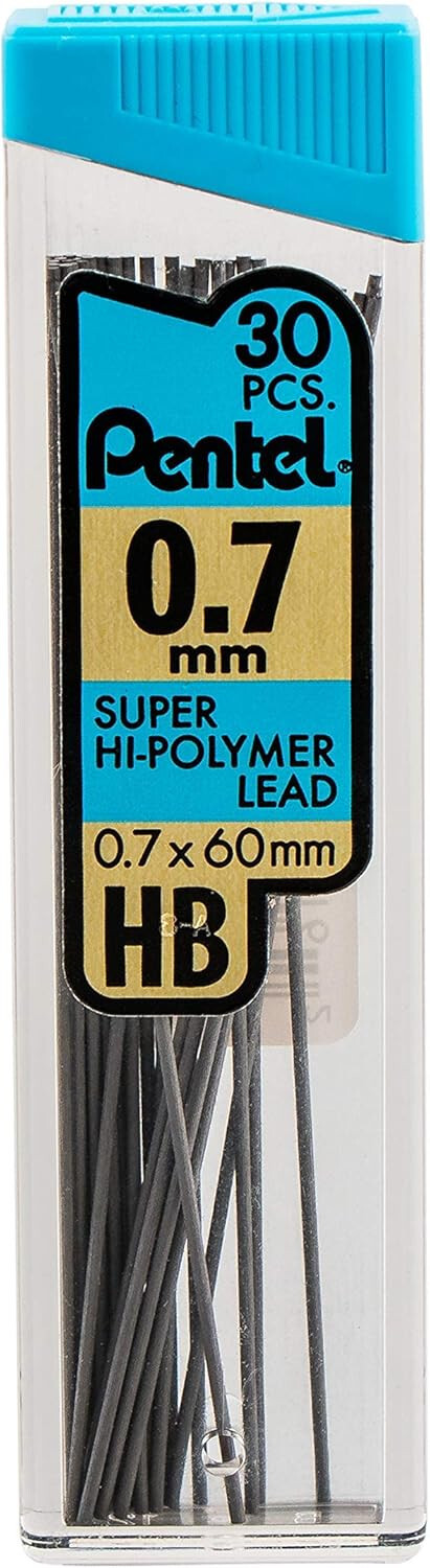 Pentel Super Hi-Polymer Refills, 0.7 mm Medium, HB, 180 Pieces of Lead-C27BPHB6