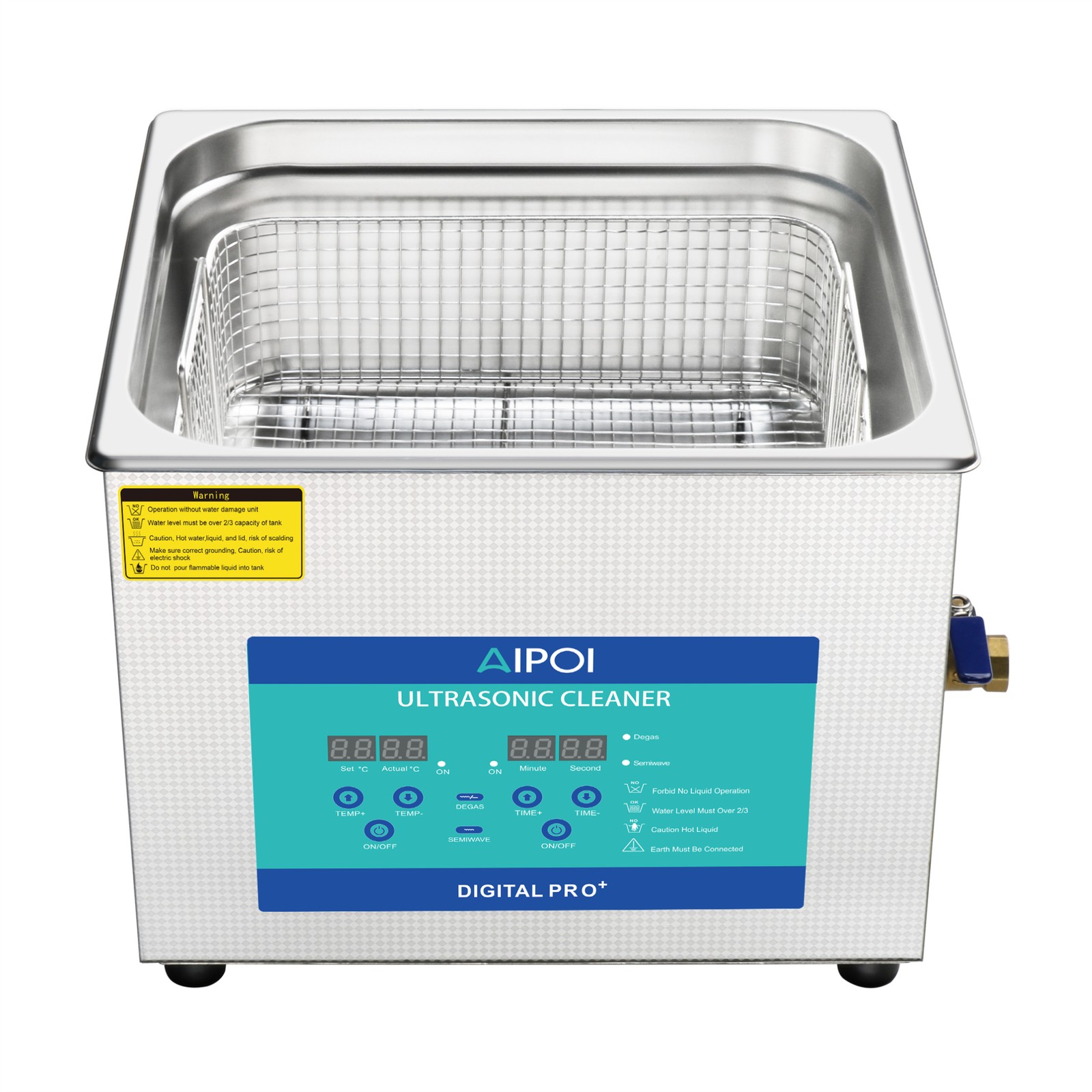 AIPOI 10L Ultrasonic Cleaner with Timer Heating Machine Digital Sonic Cleaner
