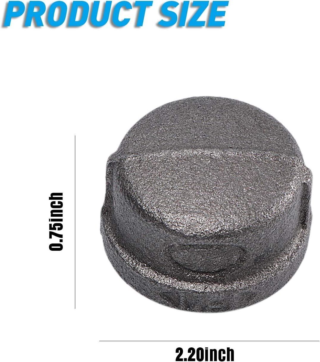 10 PACK 1″ Pipe Fitting Cap Gray Malleable Iron Cast Pipe Caps for Shelf Bracket