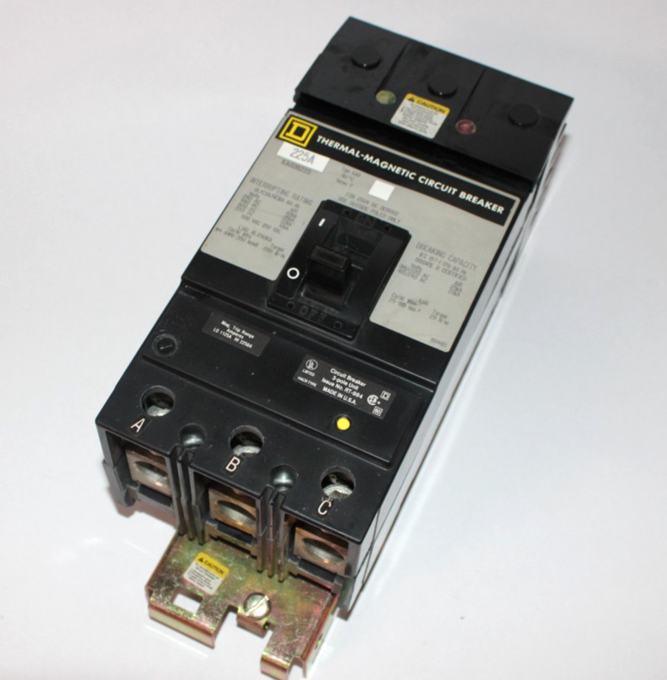Square D KAB36225 225A 3 Pole 600V Thermal Magnetic Circuit Breaker