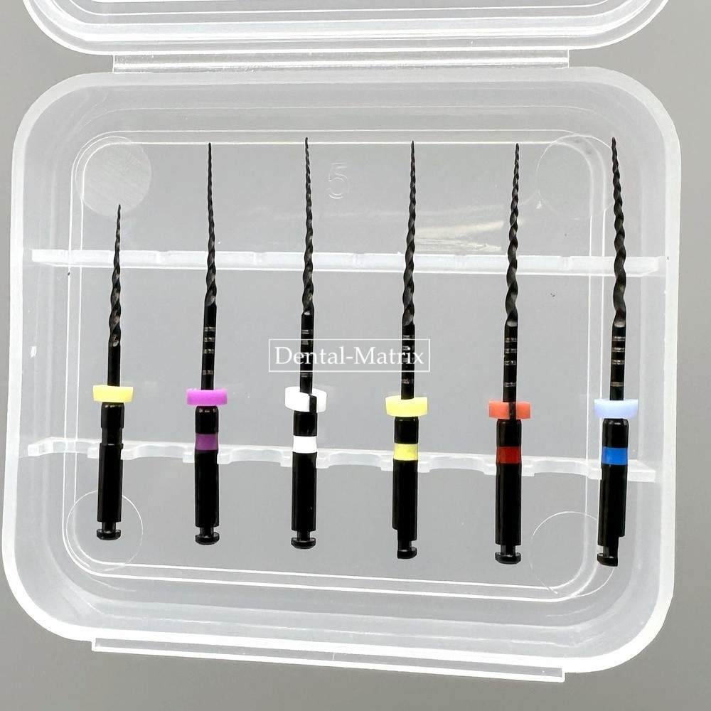 6pcs Dental Nickel Titanium Heat Activated Root Files Black Rotary Files 25mm