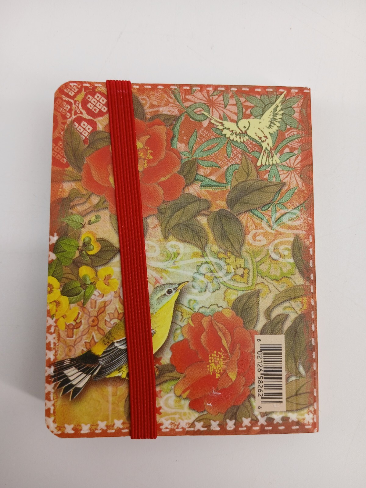 Punch Studio Red Brooch Red Roses Gold Birds Bungie Closure Mini Journal