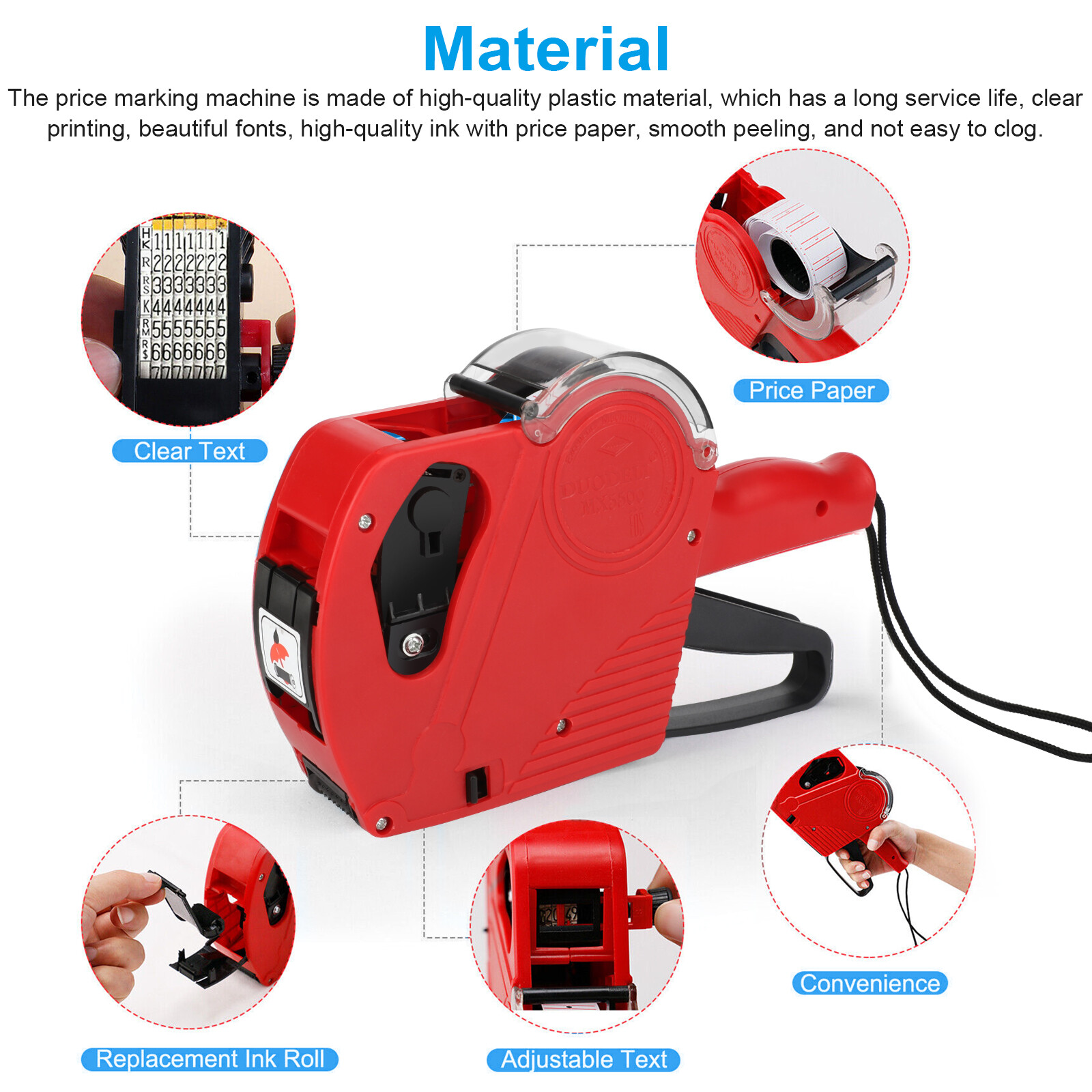 Price Tag Gun MX-5500 8 Digits EOS Labeler Marking Machine w/ Sticker Labels Ink