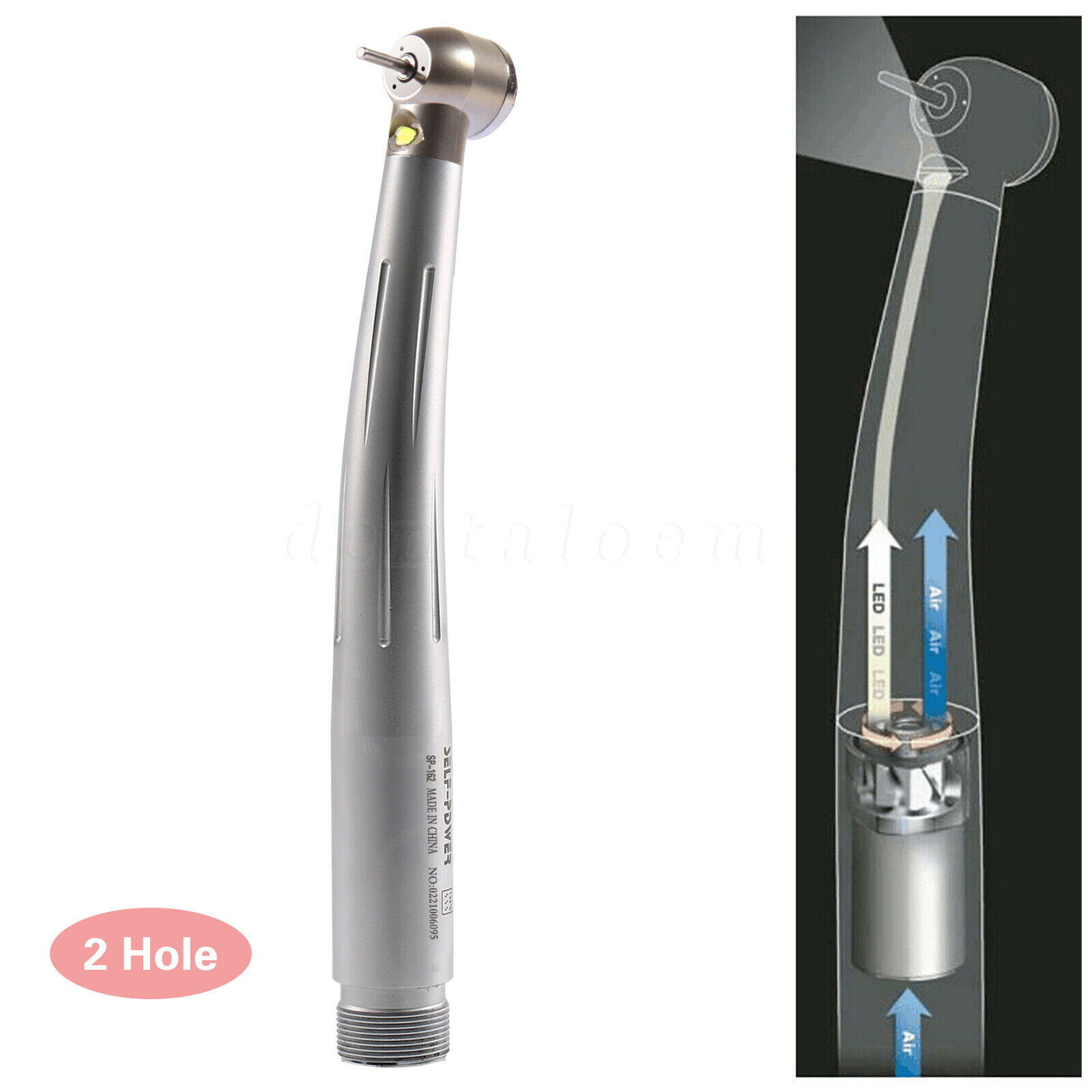 NSK Style Dental Fiber Optic LED High Speed Handpiece Turbine 2-Hole Self Power