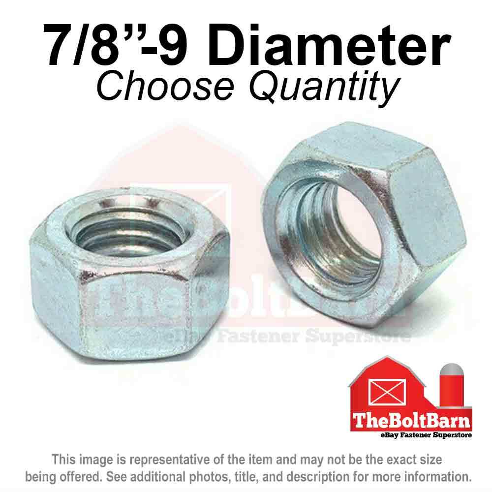 7/8″-9 Grade 2 Finished Hex Nuts Coarse Thread (Pick Quantity & Finish)