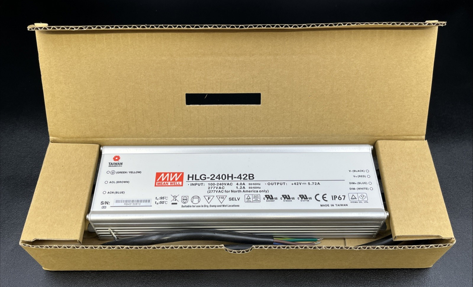 Mean Well LED Driver HLG-240H-42B 42vdc IP67