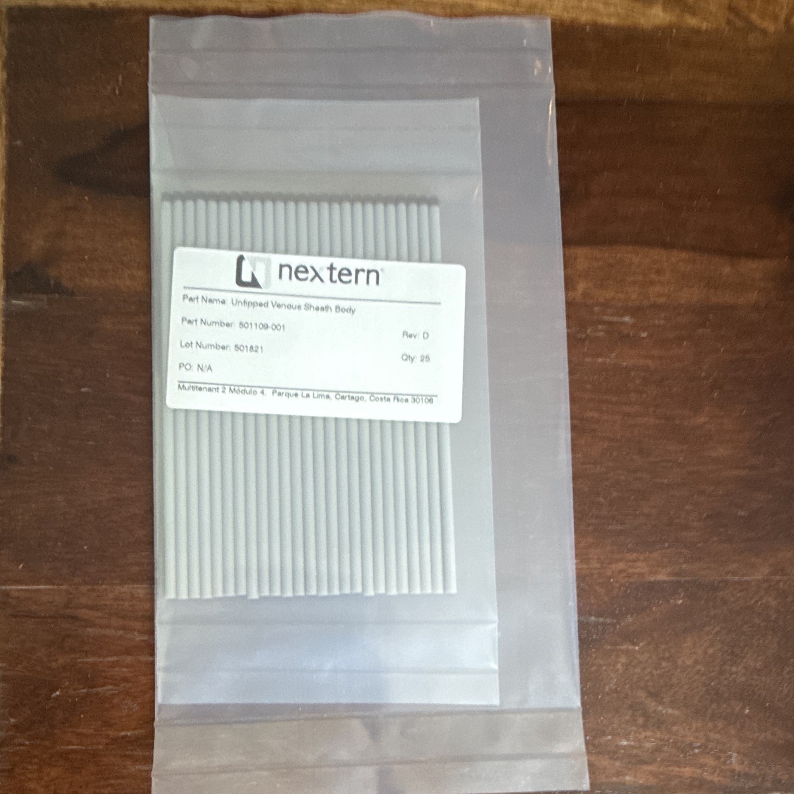 Nextern Untipped Venous Sheath Body 501109-001 Biological Laboratory Cardiology