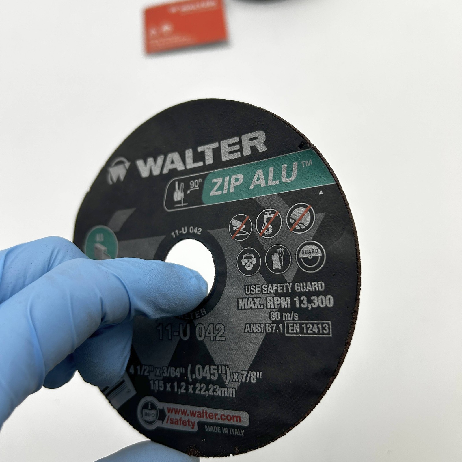 Walter 11U042 Cut Off Zip Wheel 4-1/2 x 3/64 x 7/8 Type 1 AO 60 Grit 25pk