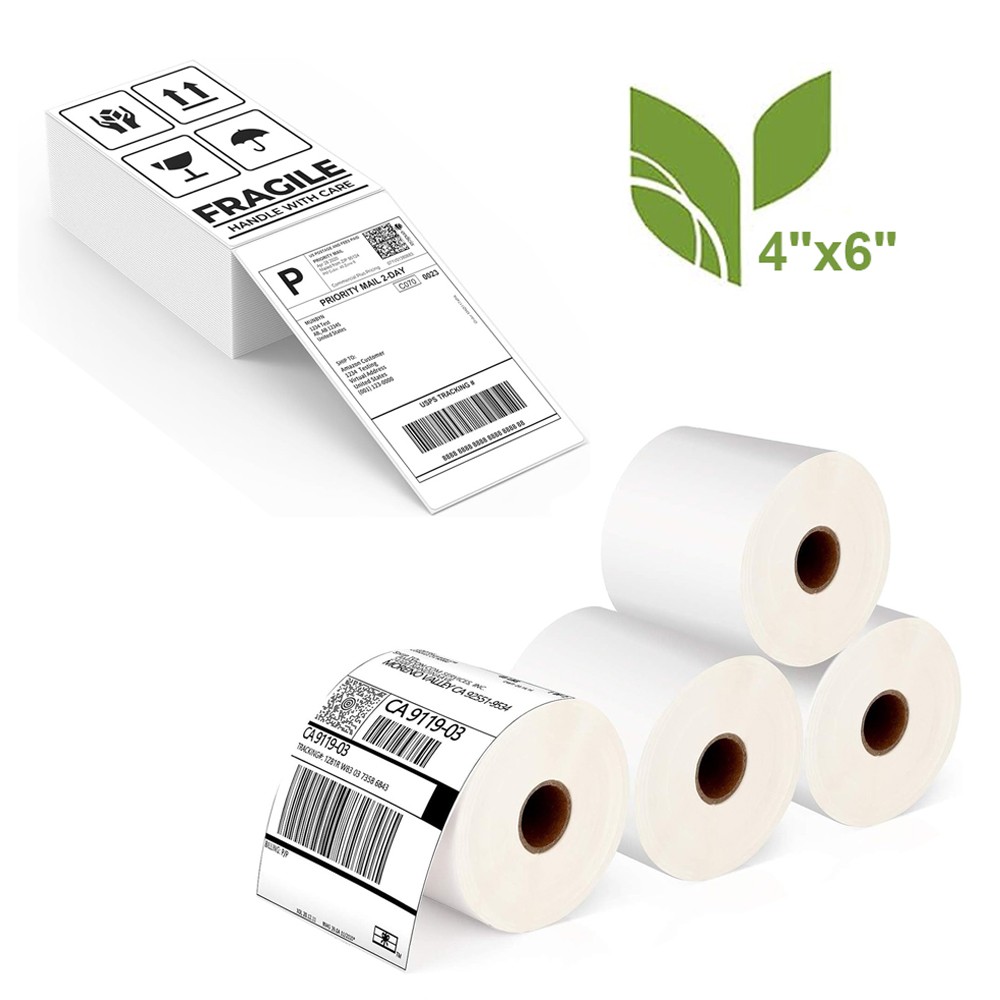 4″x6″ Direct Thermal Shipping Labels for Zebra & Rollo Printer Fanfold and Rolls