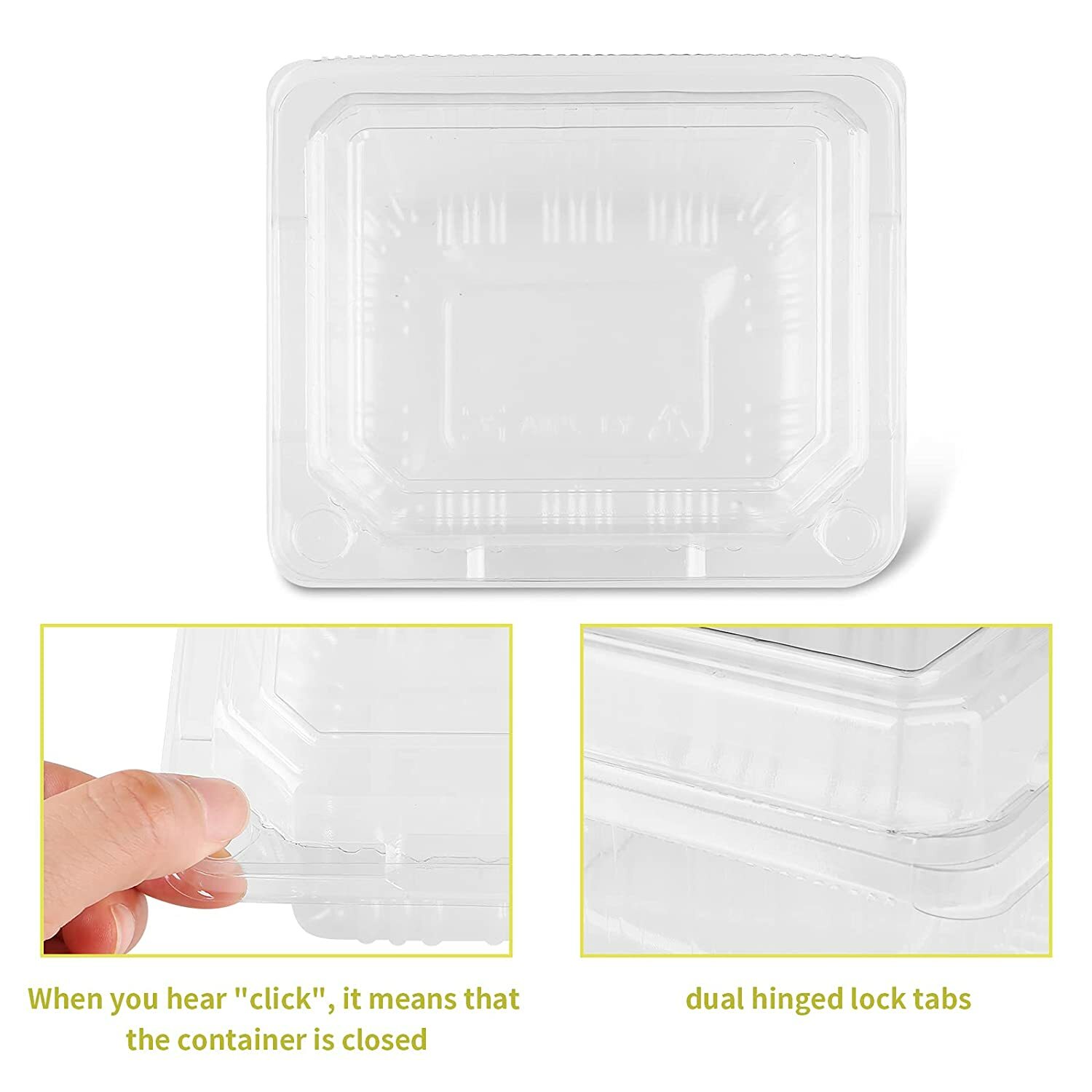 250 Pack-C57PST1 Clear 6″ Seal Hinged-Lid Plastic Containers For Food