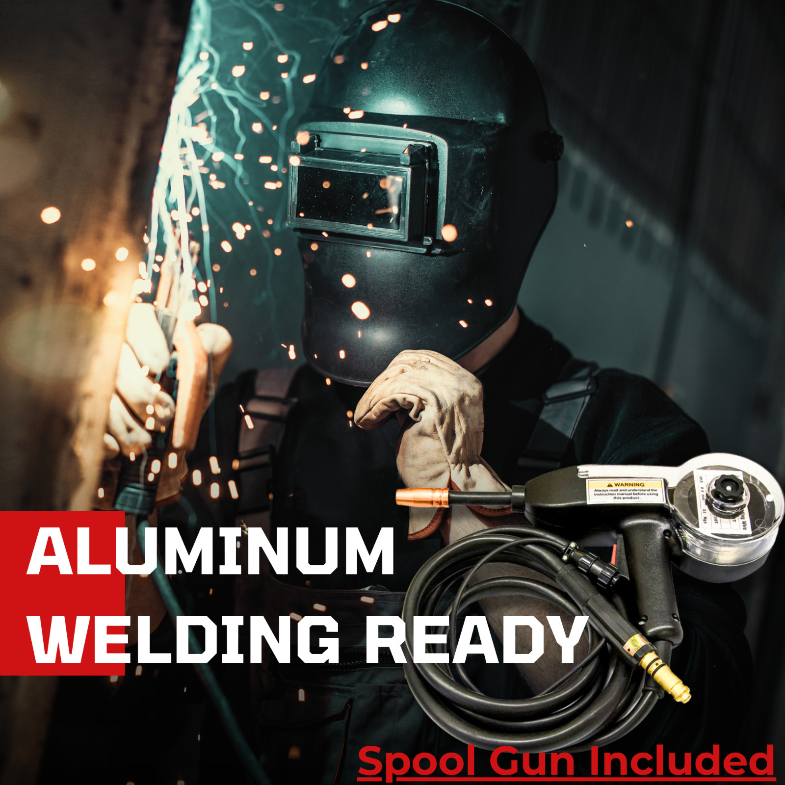 MIG Welder Lotos MIG175 220-Volt 175 Amp MIG Flux-Core Welder & Spool Gun New