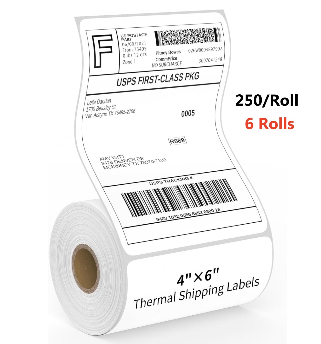 6 Rolls 4″X6″ Thermal Shipping Labels 250 Labels/ Roll For Zebra 2844 Eltron