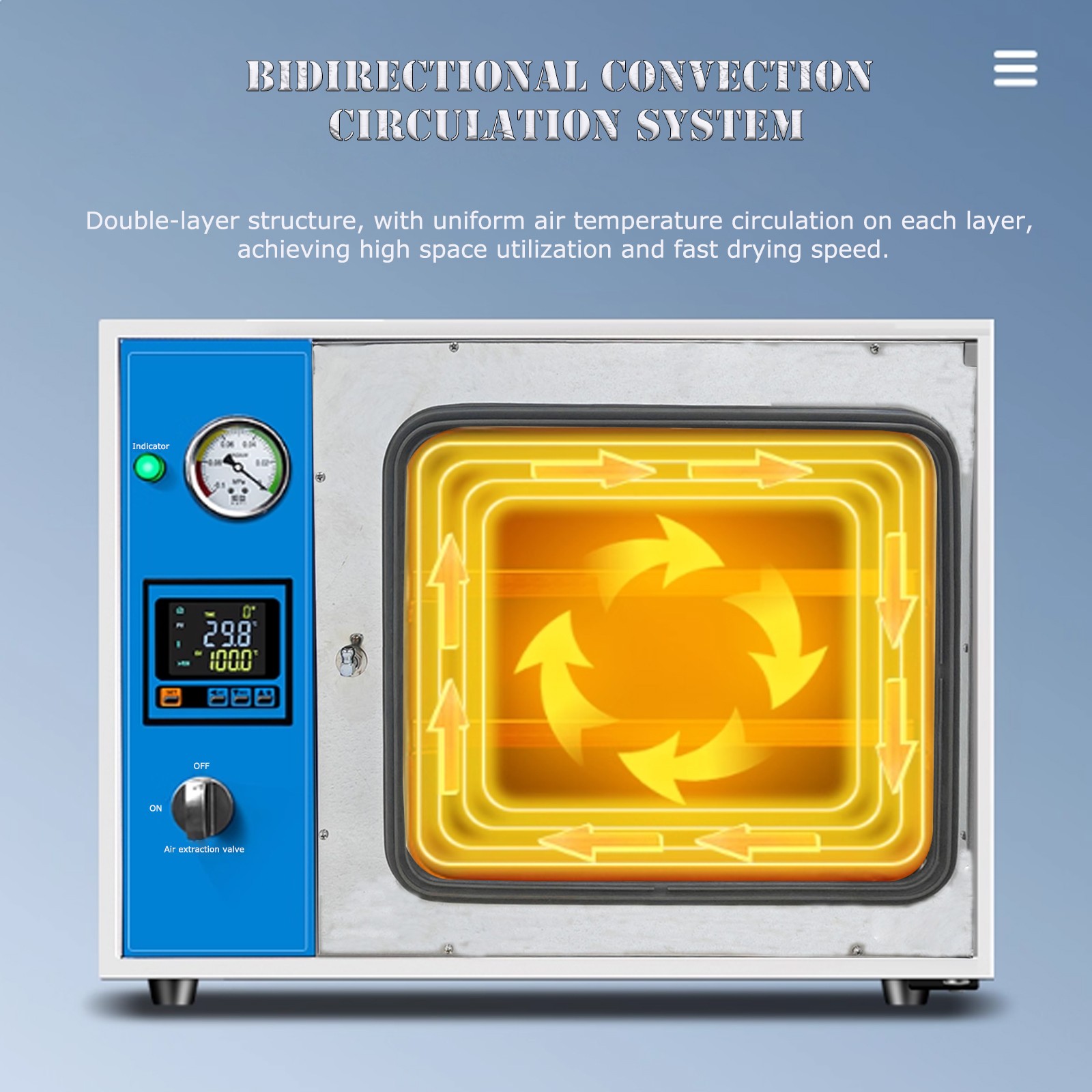 2-layer 1.9Cu ft Vacuum Drying Oven Intelligent Temperature Control for Lab 110V