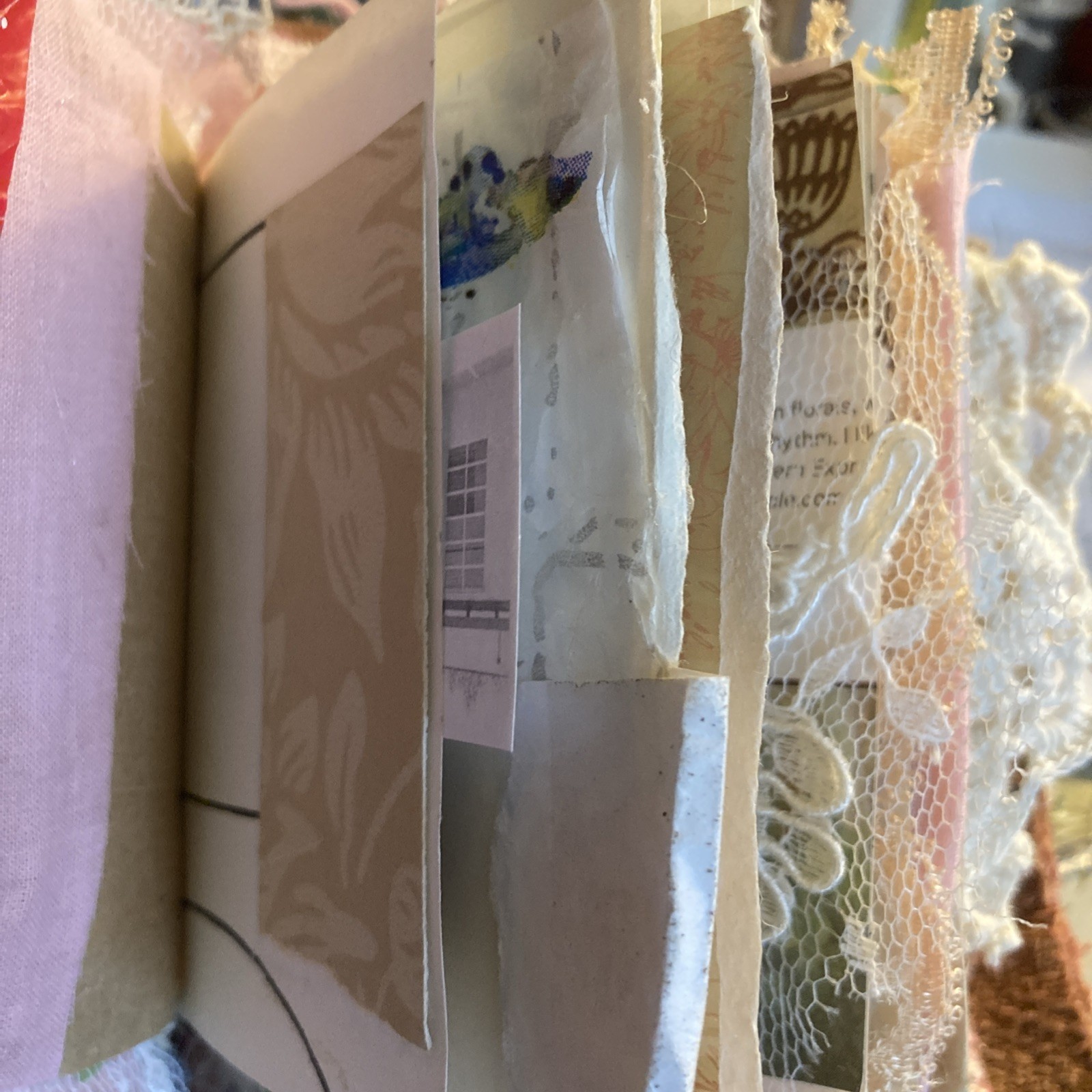 Junk Journal- Grungy, Textile Postcard