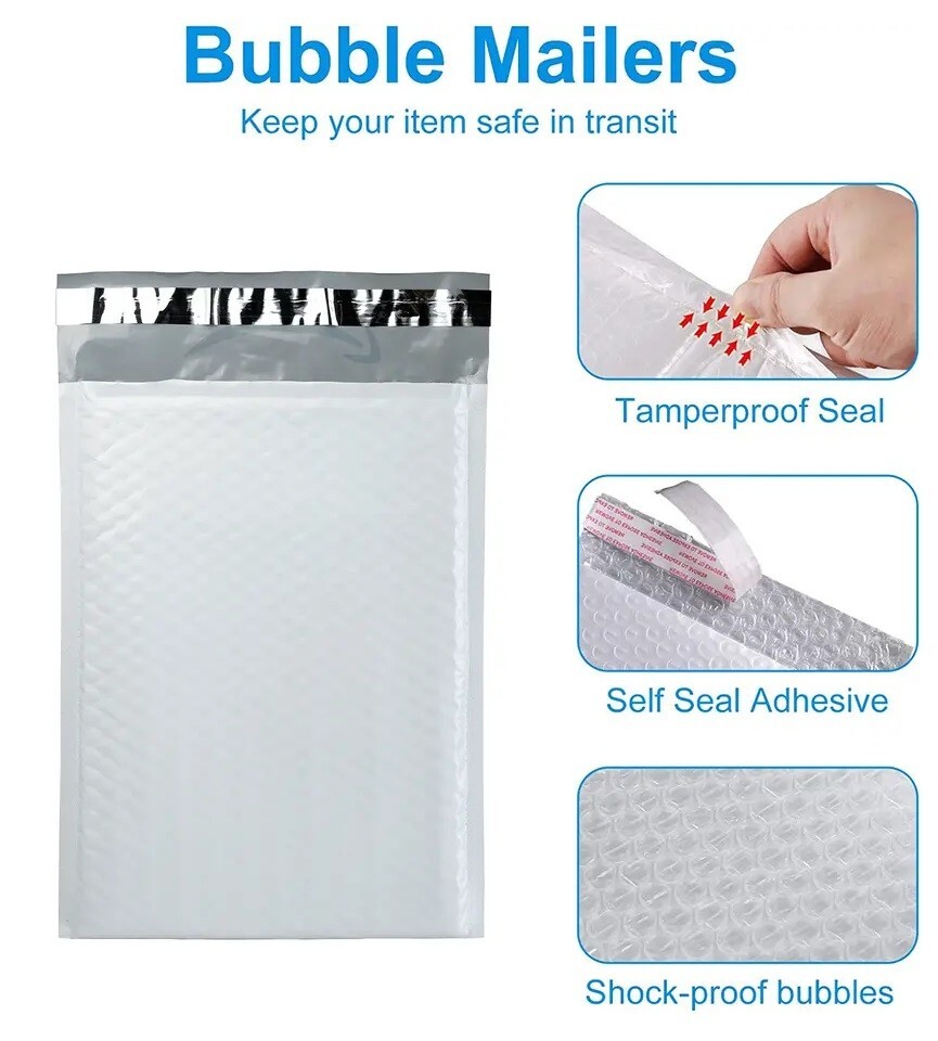 Lot of 1000pcs Poly Bubble Mailer Self Padded Envelope Bag 4″ x 8″ for Packing