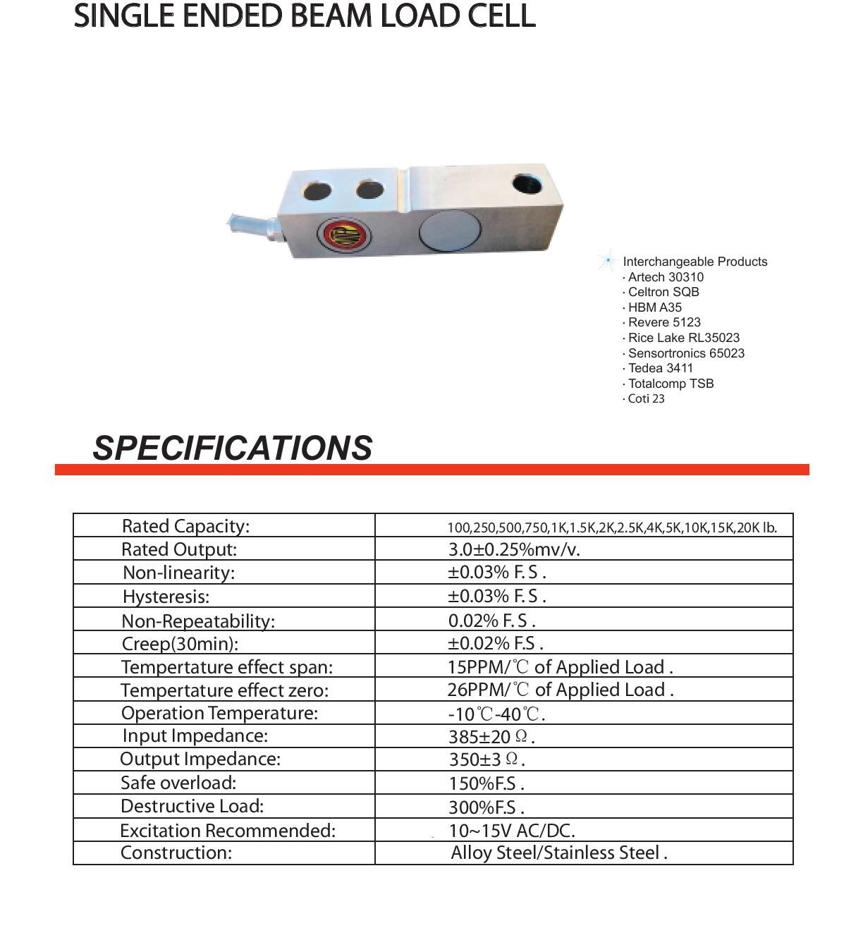 1,000 LB SHEAR BEAM LOAD CELL W/FOOT & SPACER NTEP LEGAL FOR TRADE SCALE SENSOR