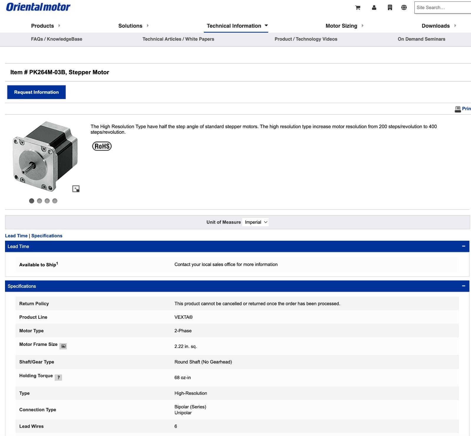 NEW Vexta Oriental PK264M-03B Nema23 Dual-Shaft Stepper Motor High-Resolution