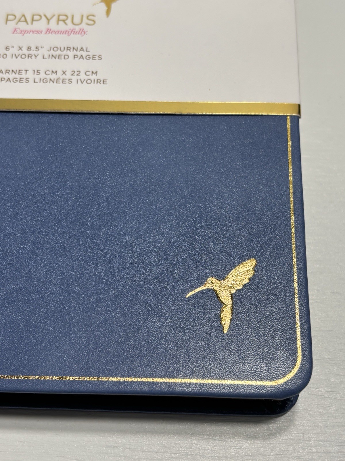PAPYRUS Blue Ruled Gilded Notebook Journal 240 Ivory Lined Pages with Bookmark