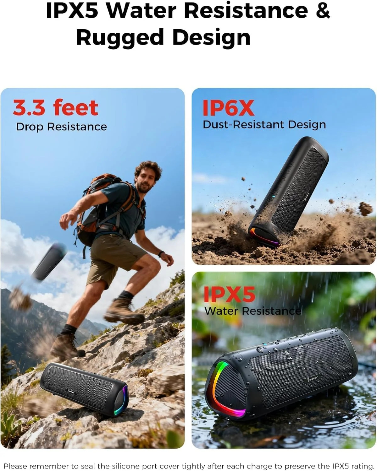 Bluetooth Speaker, 20W HD Sound, Portable Wireless, IPX5 Waterproof, Up to 24H P