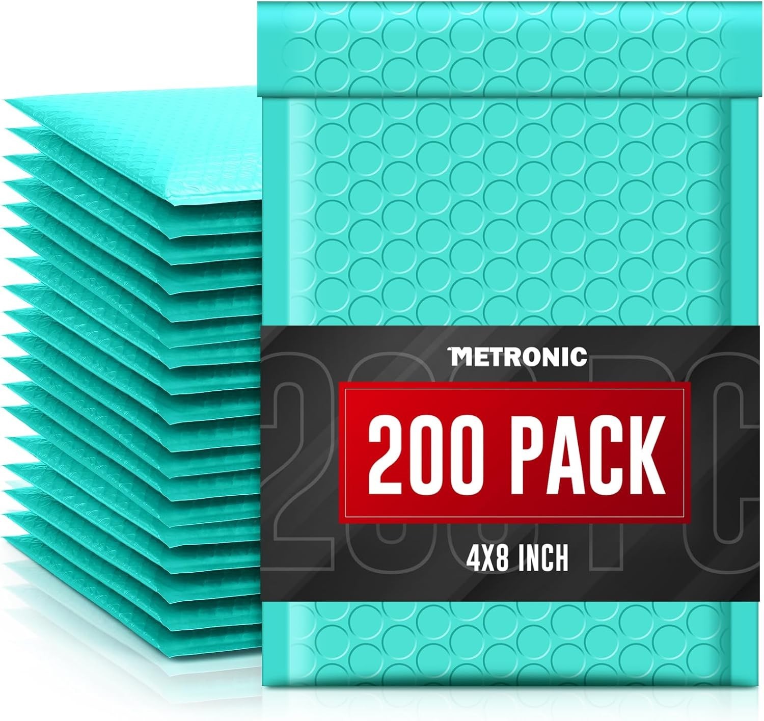 200 Teal Bubble Mailers 4×8 Inches – Waterproof, Self-Seal & Padded for Shipping