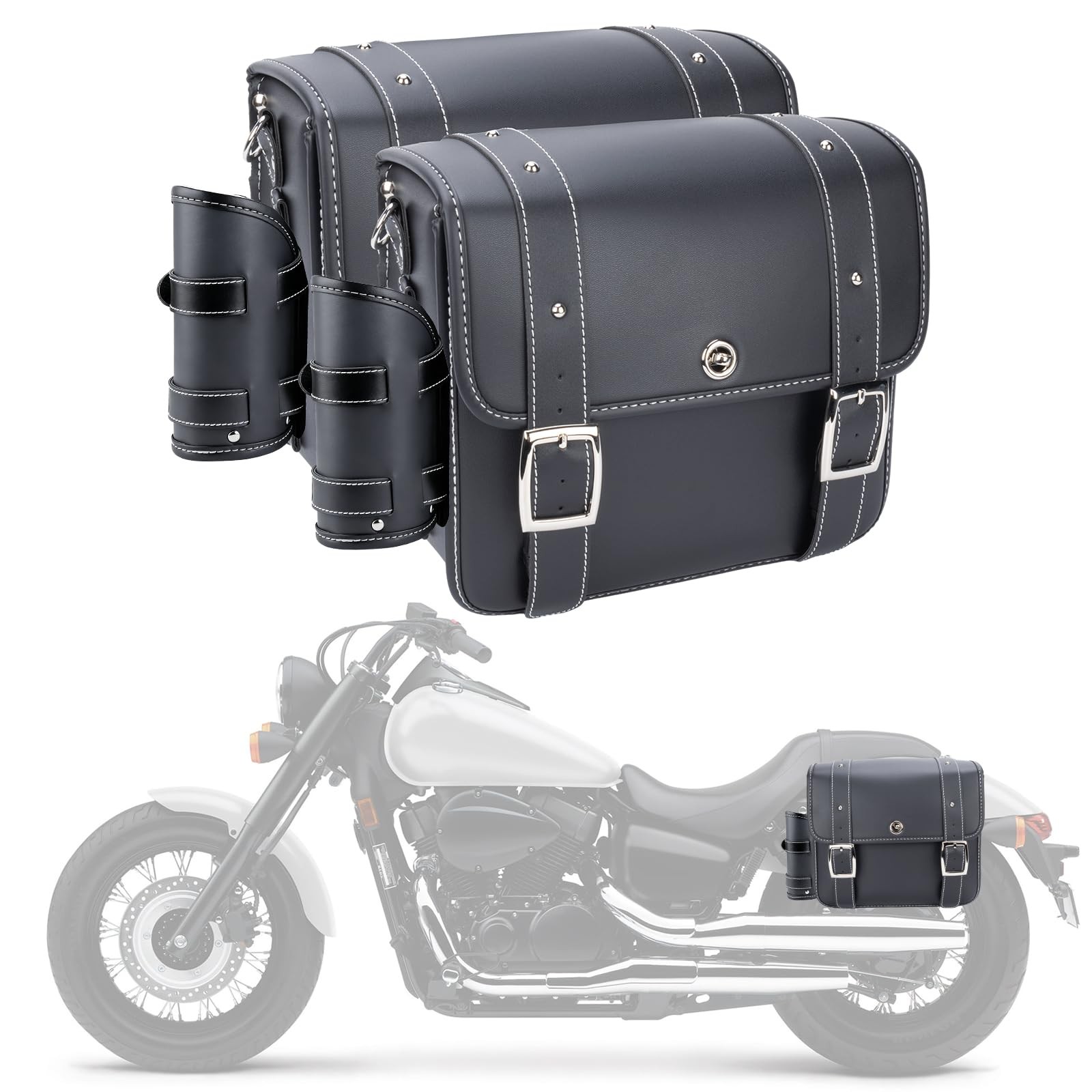 20L Motorcycle Saddlebags Sportster Softail Dyna Shadow Water-Resistant Black