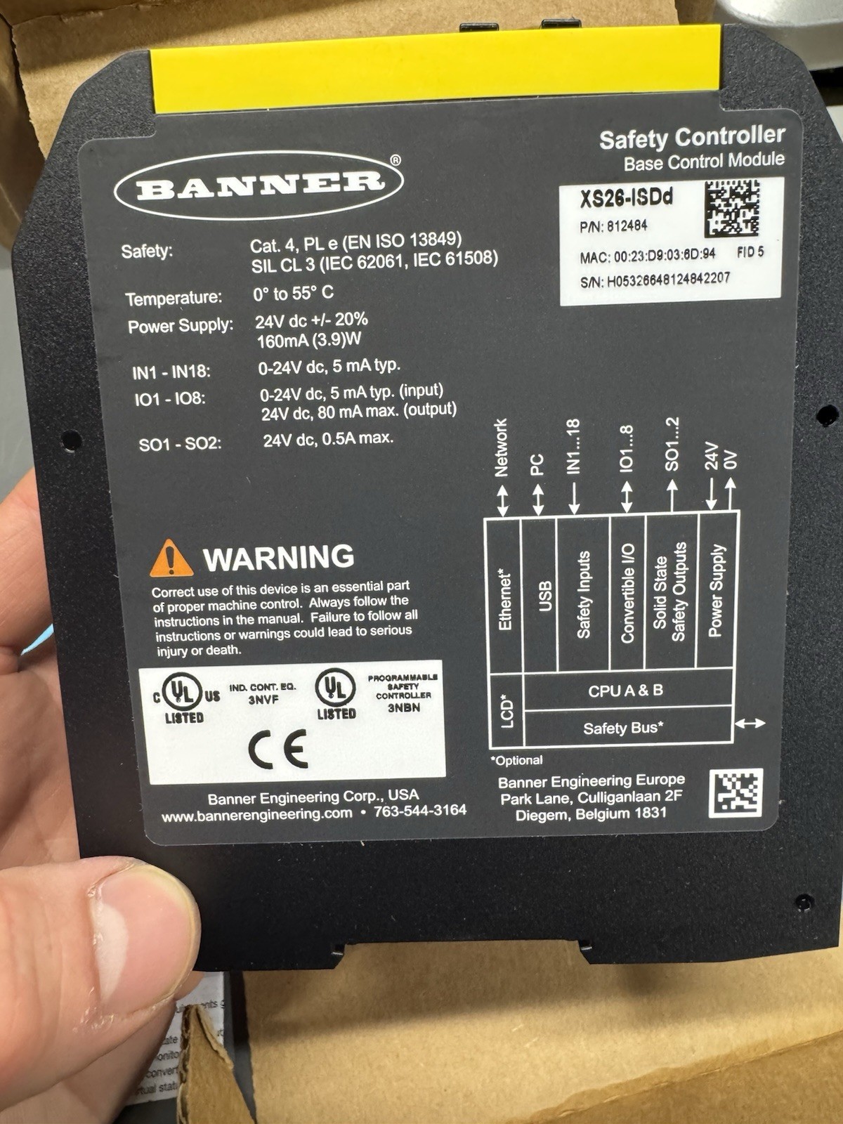 Banner Engineering Corp 812484 XS26-ISDd Expandable Safety Controller NEW IN BOX