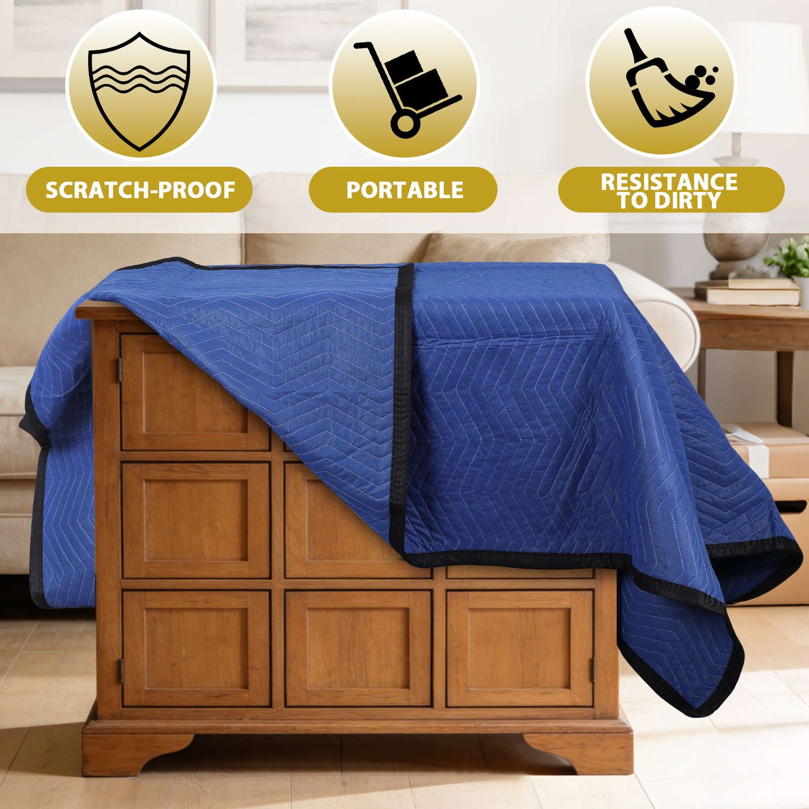 12 Heavy Duty Moving Packing Blankets Ultra Thick Pro 72″x80″ Furniture Pad Blue
