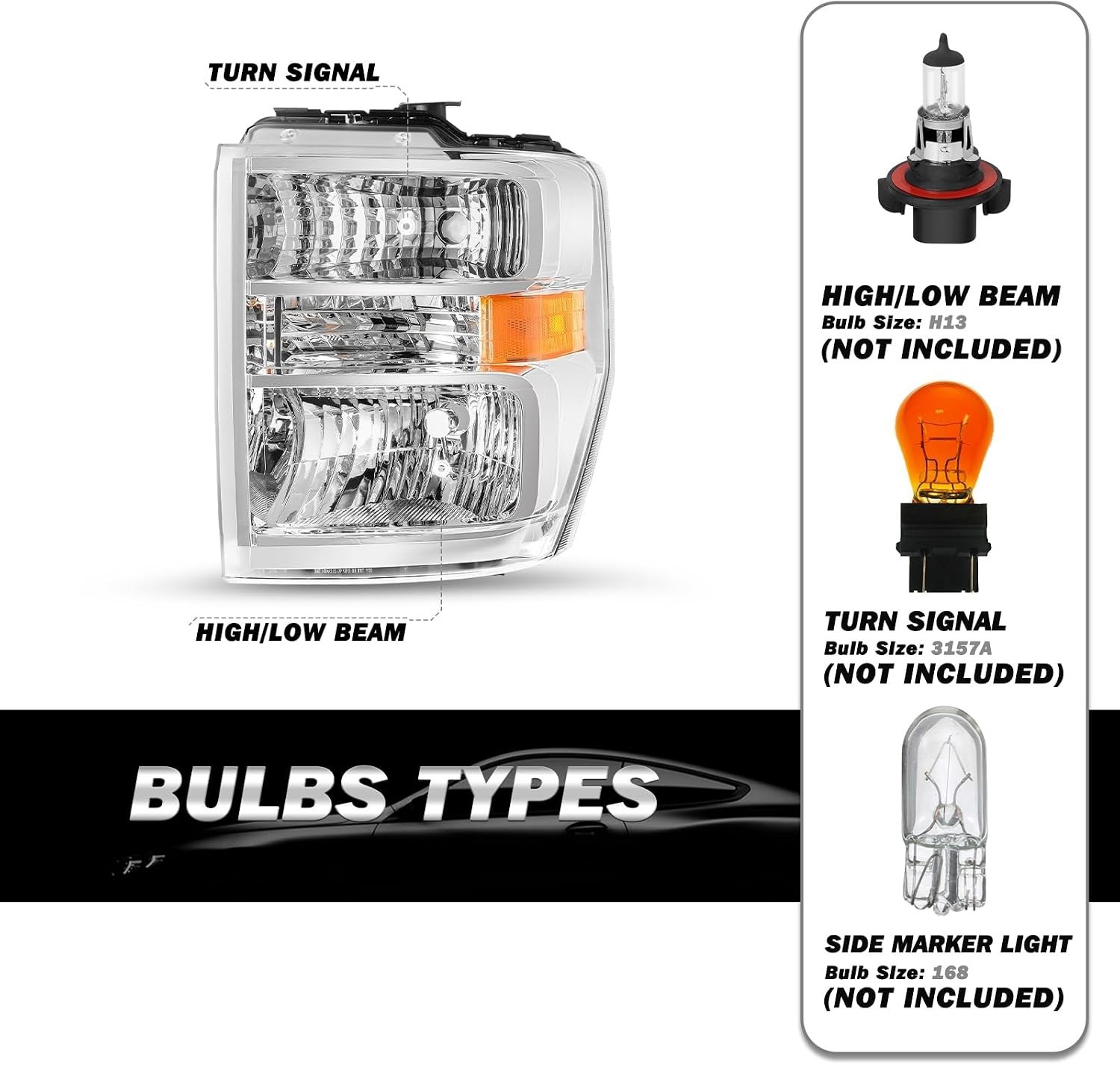 Headlight Assembly for 2008-2014 Ford E150 E250 08-21 E350 E450