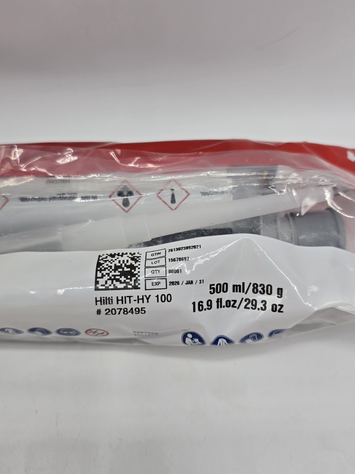 Hilti HIT-HY 100 16.9 fl. oz. 500ml. Concrete Epoxy Adhesive 2078495 01/2026