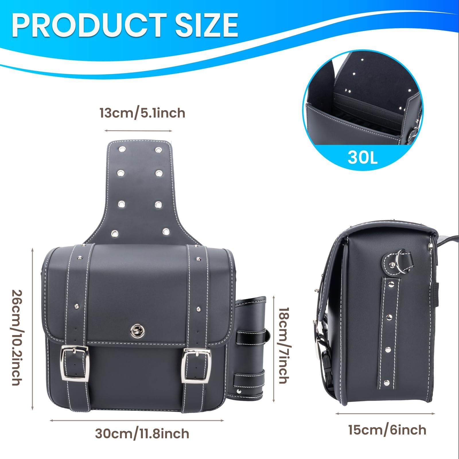 20L Motorcycle Saddlebags Sportster Softail Dyna Shadow Water-Resistant Black