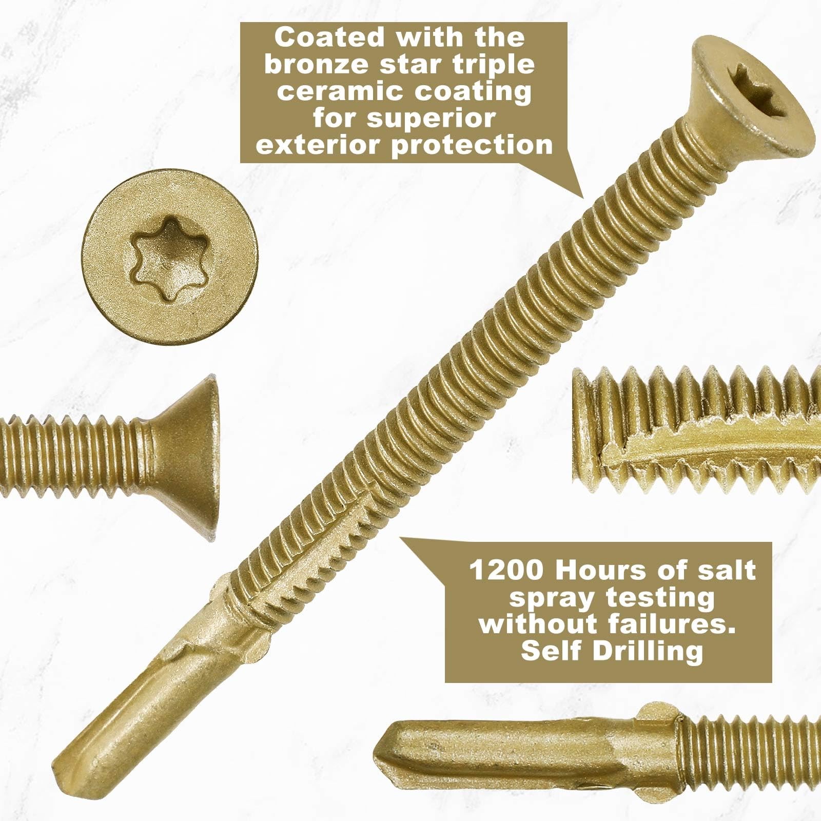 100 Pcs #14 x 3-1/4″ Trailer Deck Screws, Bulk Self Tapping, Wood to Metal, Star