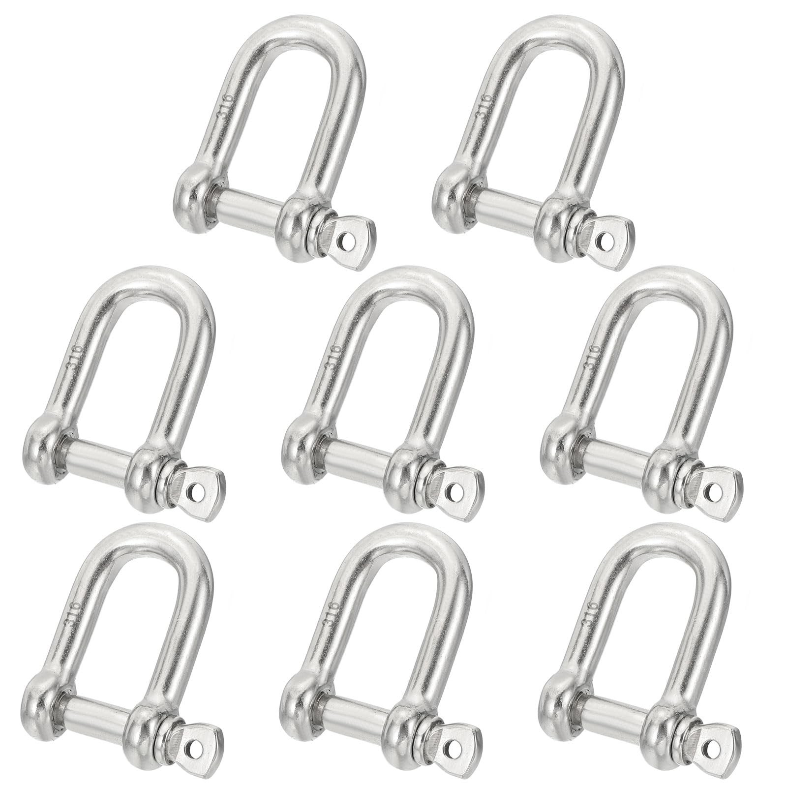 5/16″(7.74mm) 882lb 316 Stainless Steel D Shackle, 8Pcs Heavy Duty Screw Pin …