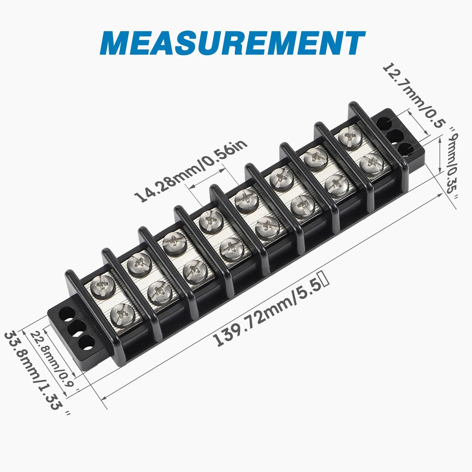 Marine Terminal Blocks TBD Double Row Stainless 10-22AWG 30A 600V 8 Poles