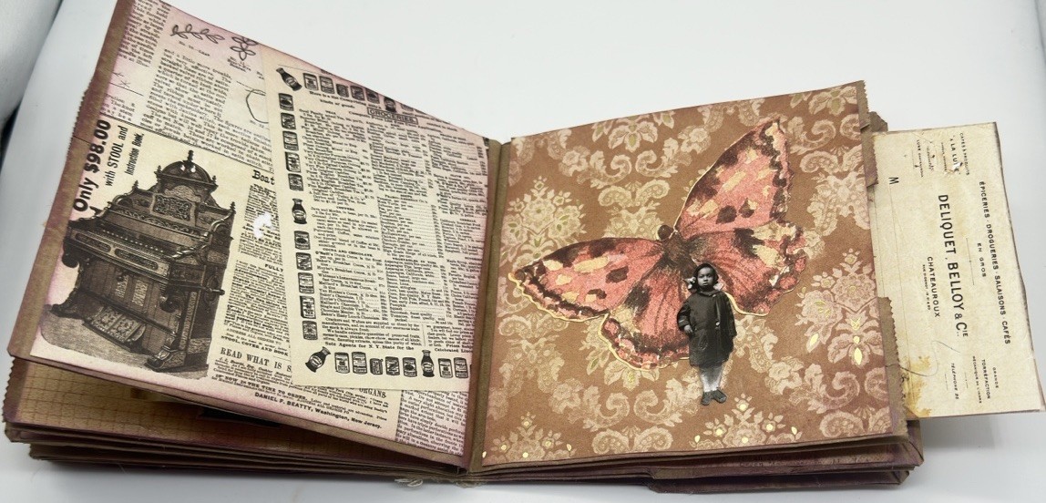 Hand Made Junk Journal Birds Nest And Butterfly Theme Coffee Dyed Paper