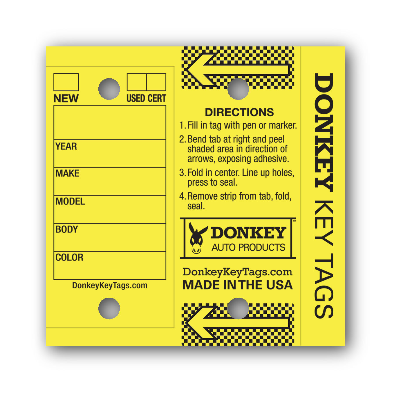 Car Dealer Key Tags (Laminated Self-Protecting) (250 Tags w/ Metal Rings)