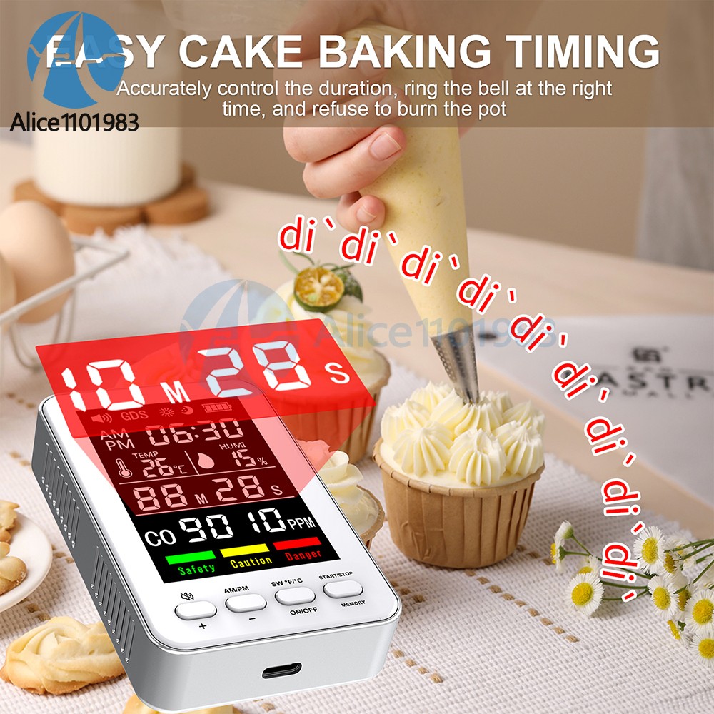 5-in-1 Portable Carbon Monoxide Alarm Temperature Humidity Air quality Tester