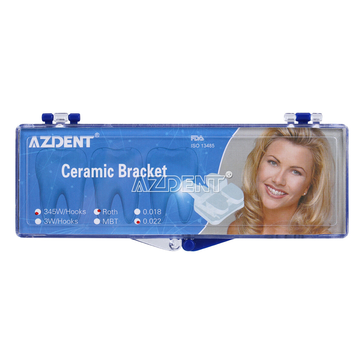 AZDENT Brackets cerámicos ortodoncia dental 5*5 Roth MBT 022/018 Ganchos 345
