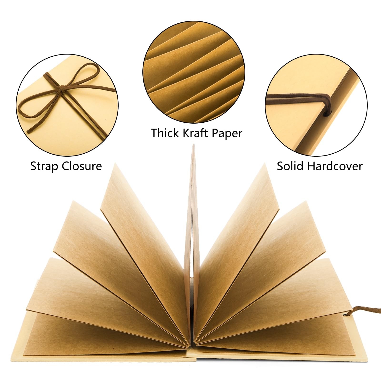 Hacaroa 4 Pack 6 x 8 Inches Accordion Scrapbook 8.3″L x 5.9″W x 0.6″H, Brown